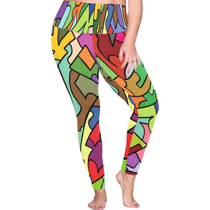 Bright Abstract - Women's Plus Size High Waist Leggings Women's Plus Size High Waist Leggings