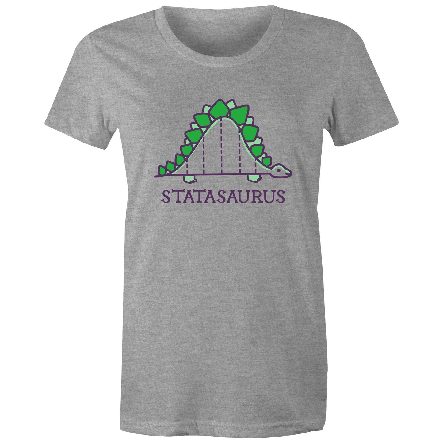 Statasaurus - Womens T-shirt Grey Marle Womens T-shirt animal Maths Science