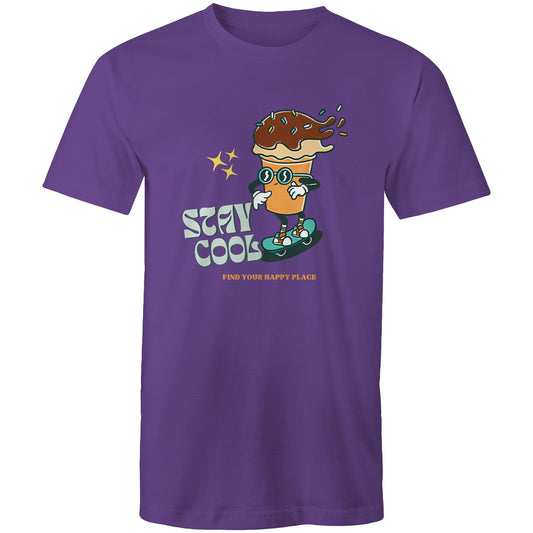Stay Cool, Find Your Happy Place - Mens T-Shirt Purple Mens T-shirt Retro Summer