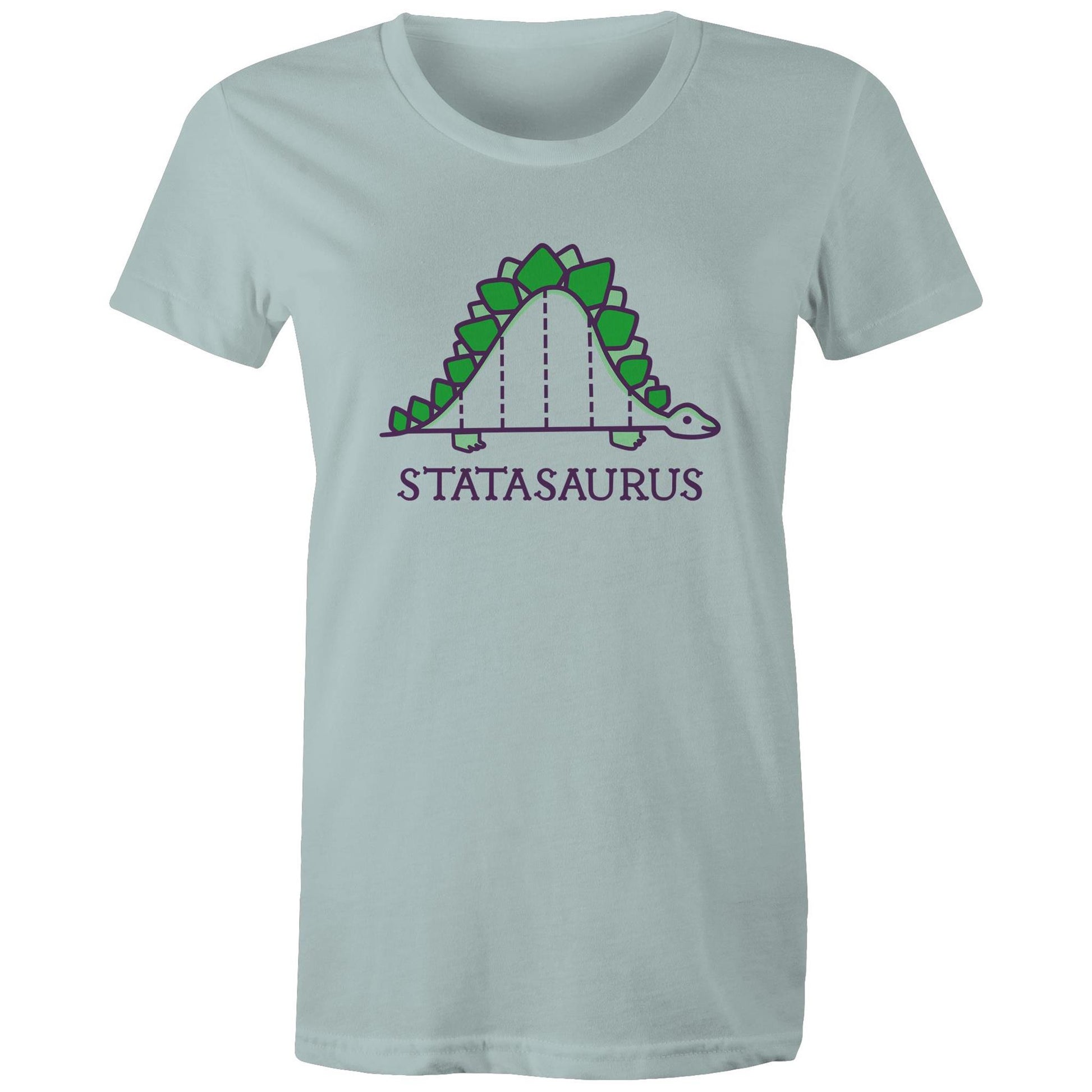Statasaurus - Womens T-shirt Pale Blue Womens T-shirt animal Maths Science