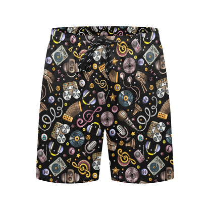 Retro Music Mix - Men's Mid-Length Beach Shorts Men's Mid-Length Beach Shorts Music Retro