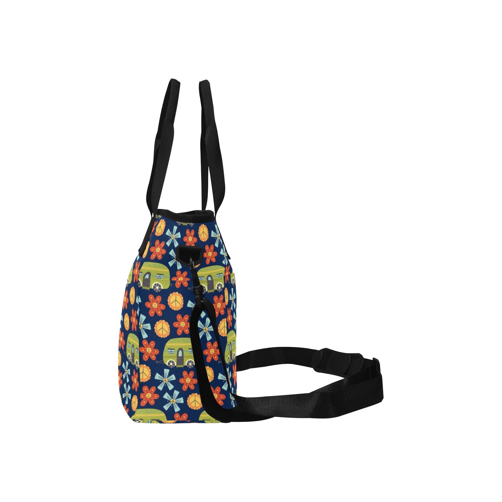 Hippy Caravan - Tote Bag with Shoulder Strap Nylon Tote Bag