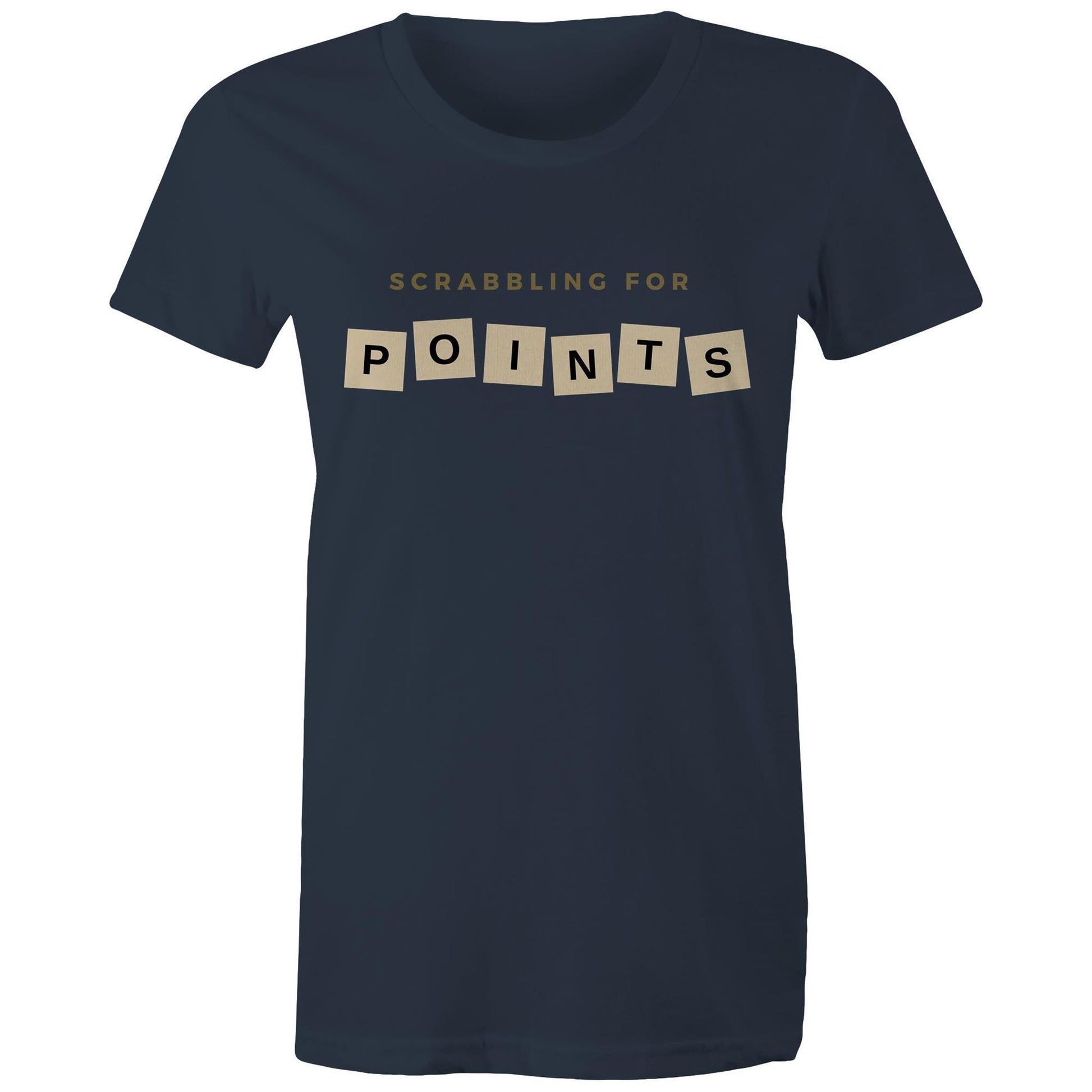 Scrabbling For Points - Womens T-shirt Navy Womens T-shirt Games