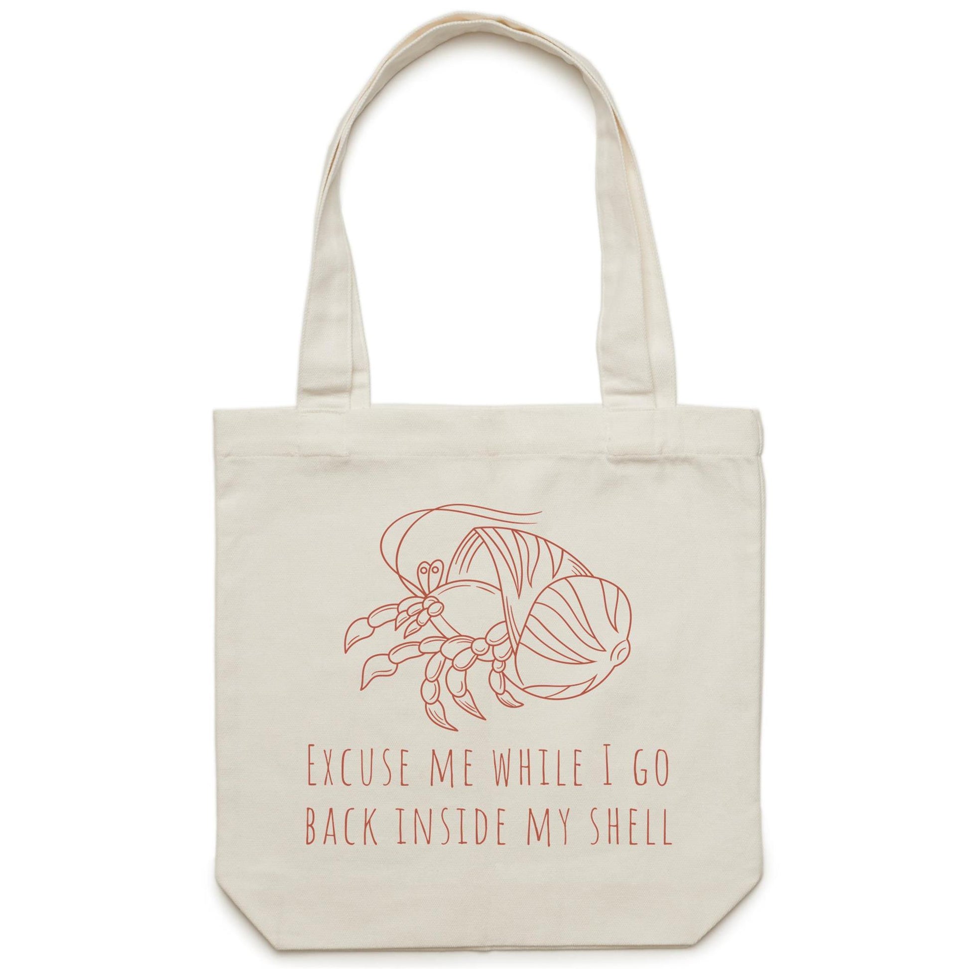 Hermit Crab, Introvert - Canvas Tote Bag Cream One-Size Tote Bag animal Funny