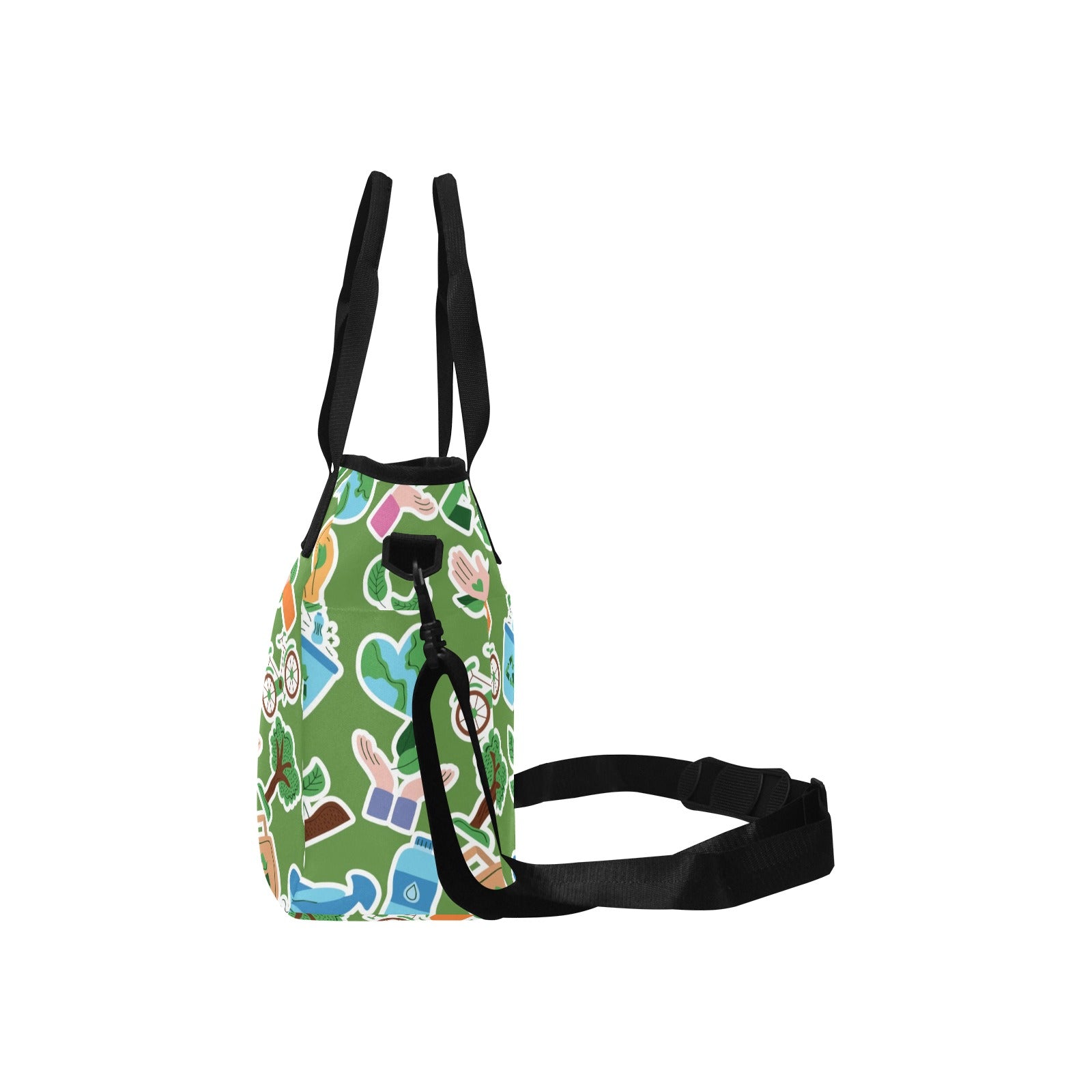 Earth Stickers - Tote Bag with Shoulder Strap Nylon Tote Bag