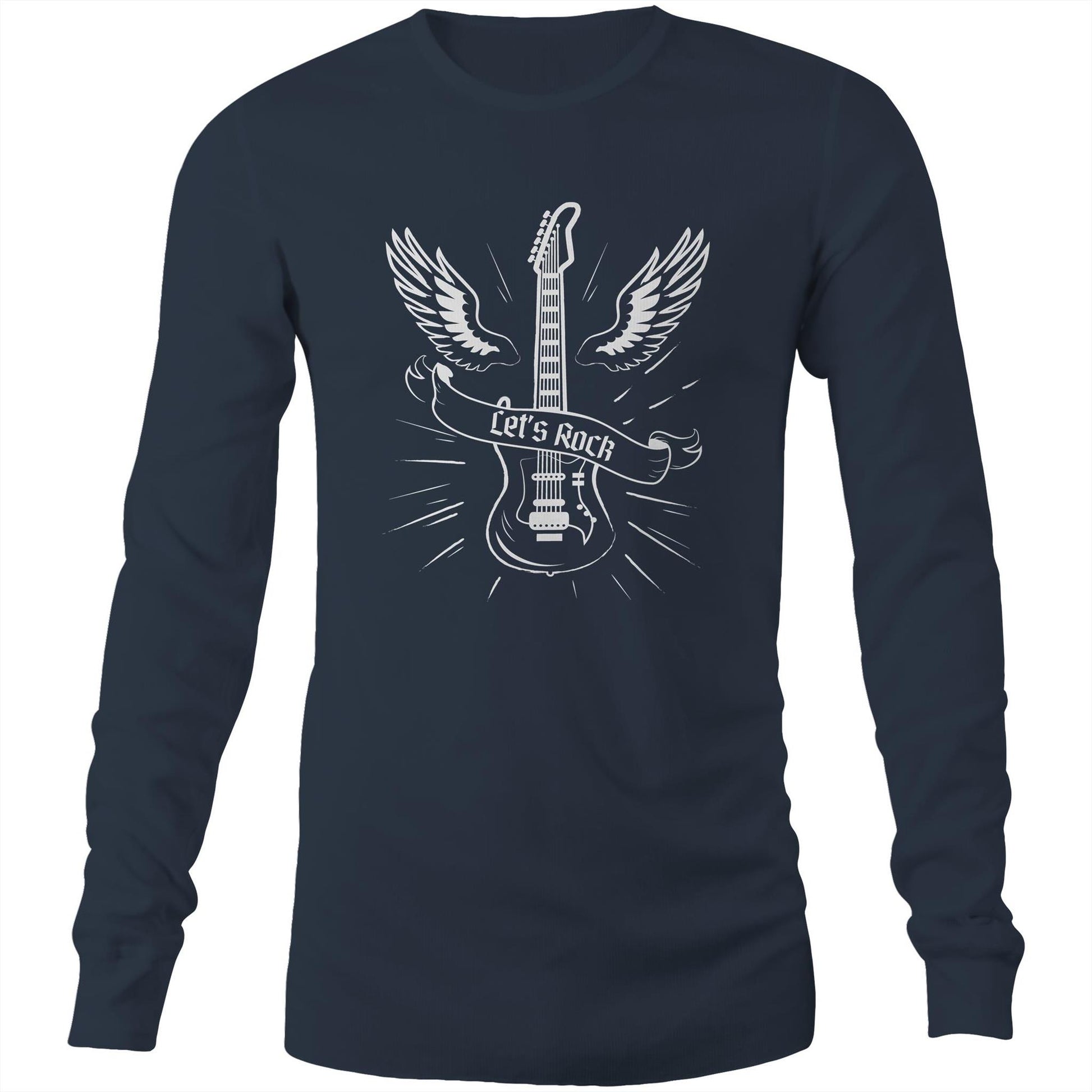 Let's Rock - Long Sleeve T-Shirt Navy Unisex Long Sleeve T-shirt Music