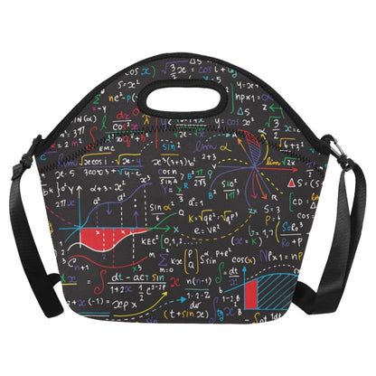 Colourful Maths Formulas - Neoprene Lunch Bag/Large Neoprene Lunch Bag/Large Maths Printed Offshore Science