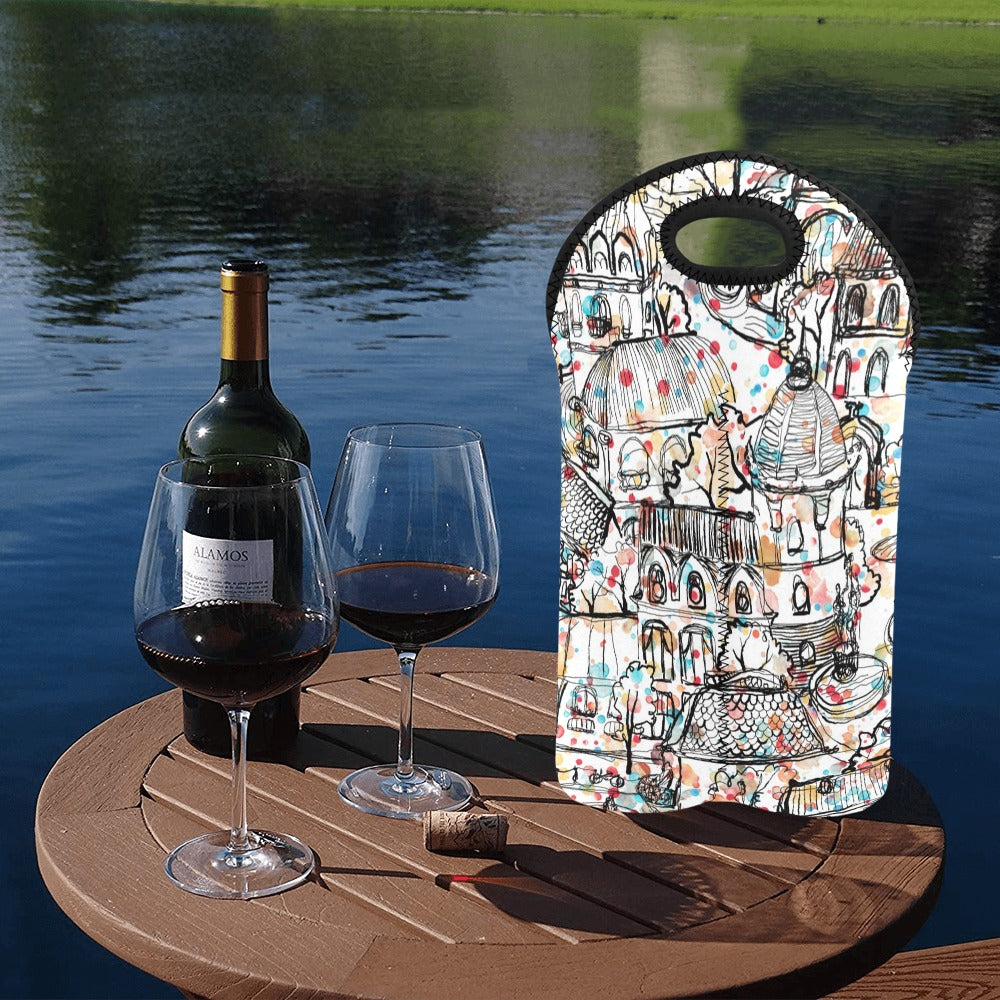 Village Life - 2-Bottle Neoprene Wine Bag 2 Bottle Wine Bag Printed Offshore