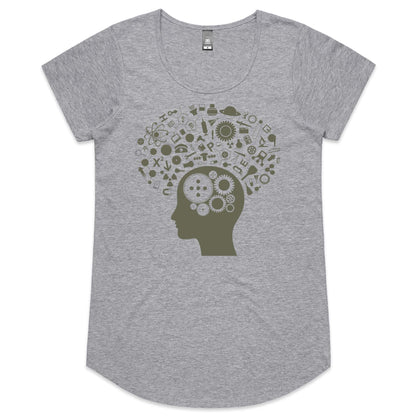 Science Brain - Womens Scoop Neck T-Shirt Grey Marle Womens Scoop Neck T-shirt Funny Science Womens