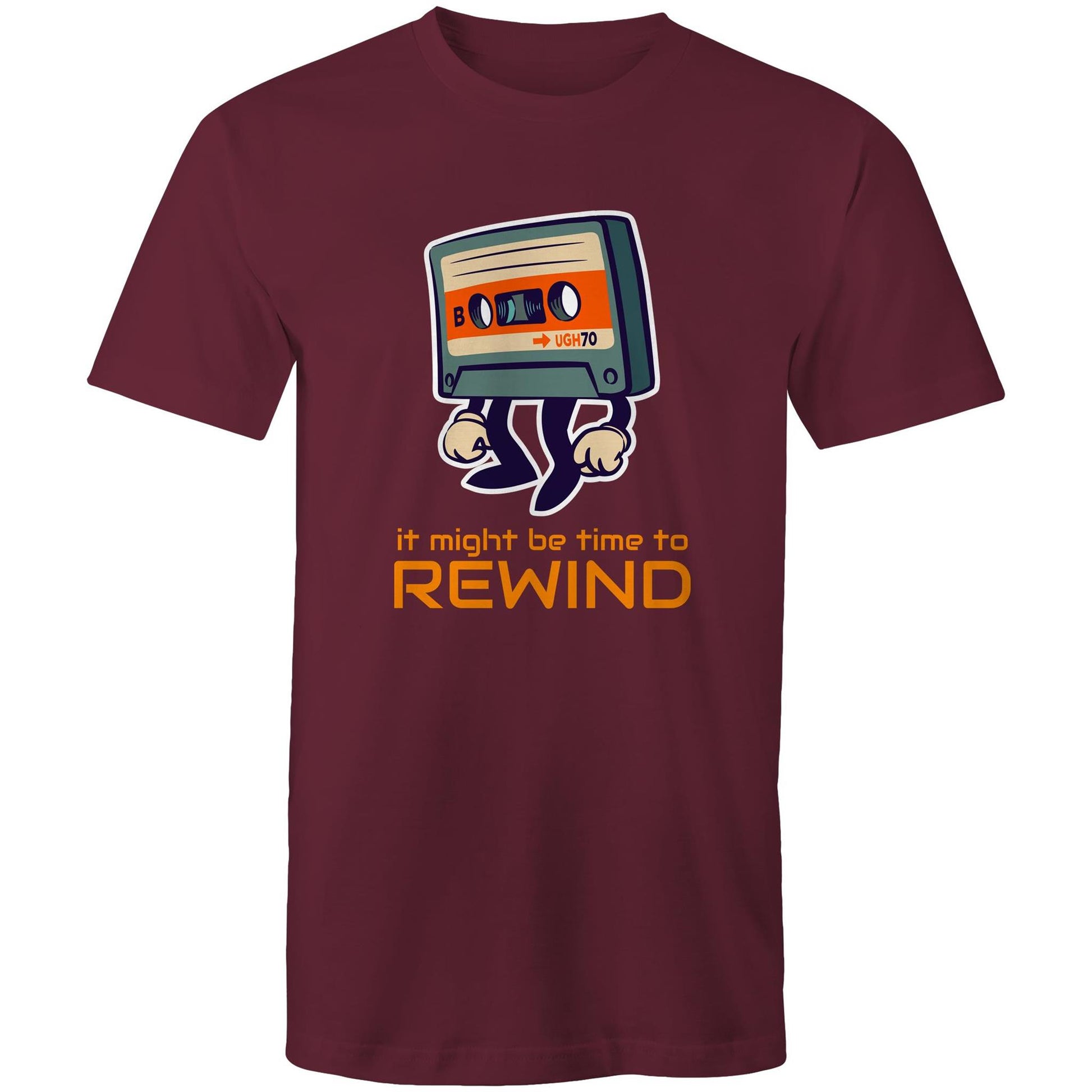 It Might Be Time To Rewind - Mens T-Shirt Burgundy Mens T-shirt Music Retro