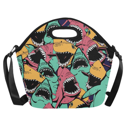 Scary Sharks - Neoprene Lunch Bag/Large Neoprene Lunch Bag/Large animal Printed Offshore