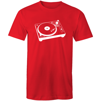 Turntable - Mens T-Shirt Red Mens T-shirt Mens Music Retro