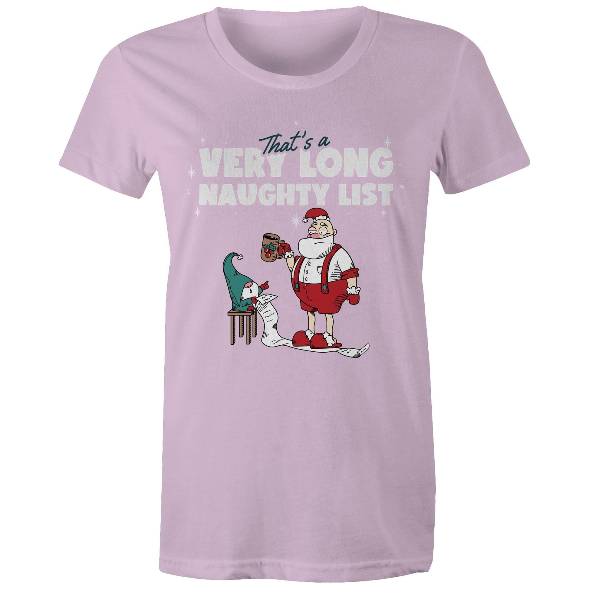 Santa's Naughty List - Womens T-shirt Lavender Christmas Womens T-shirt Merry Christmas