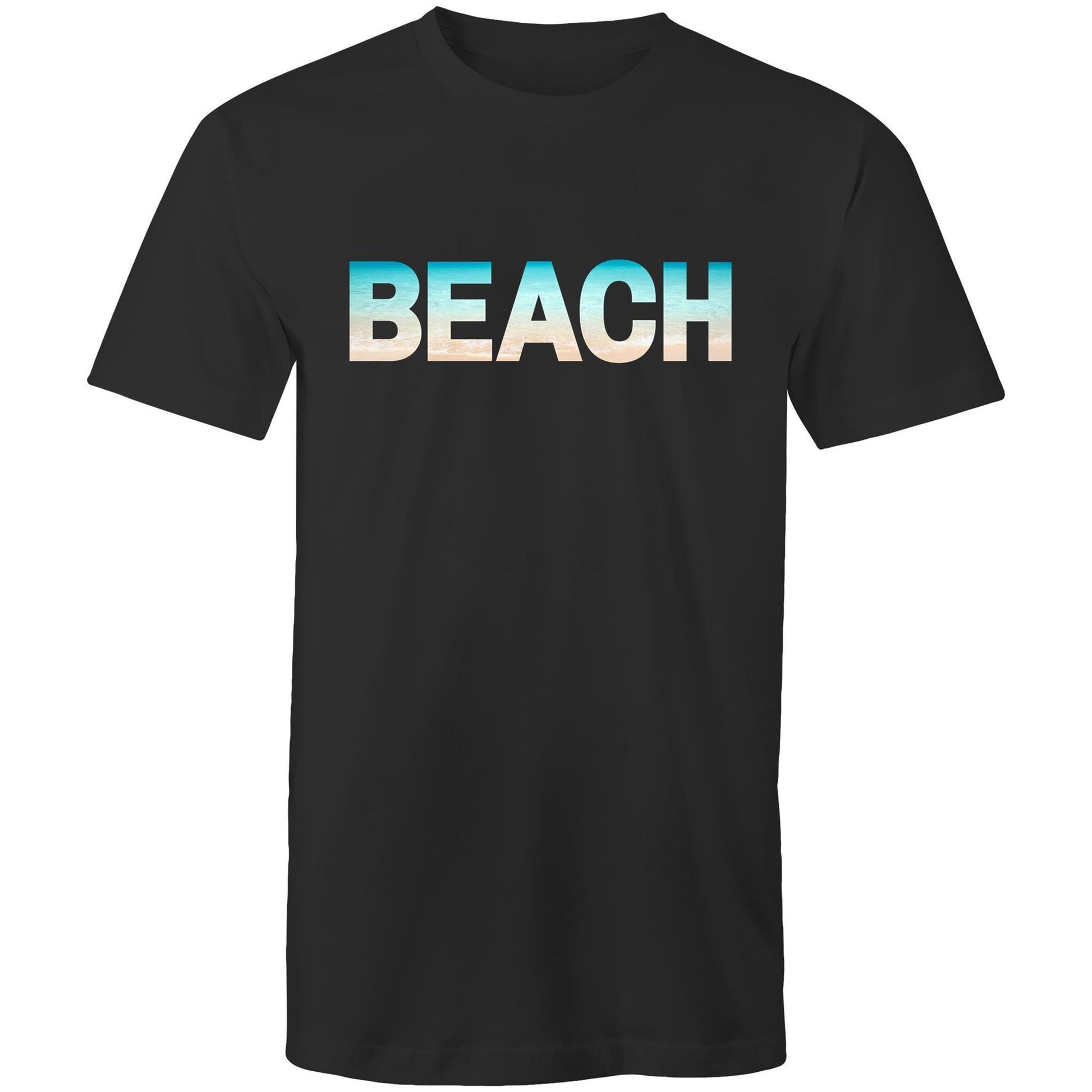 Beach - Mens T-Shirt Black Mens T-shirt Mens Summer