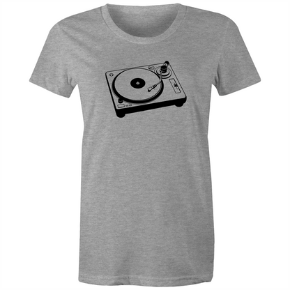 Turntable - Women's T-shirt Grey Marle Womens T-shirt Music Retro Womens