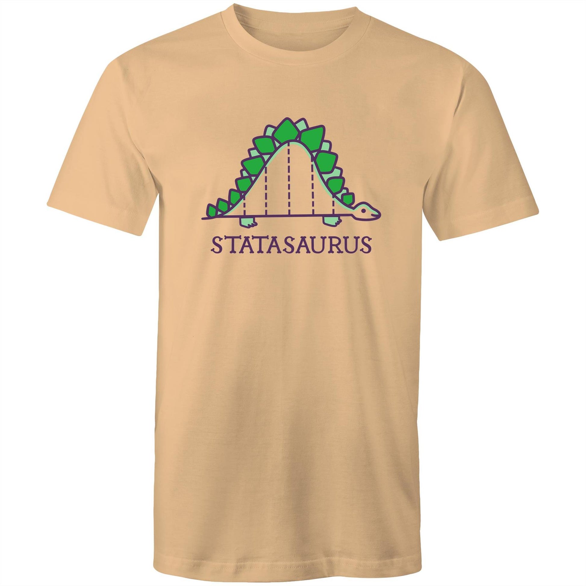 Statasaurus - Mens T-Shirt Tan Mens T-shirt animal Maths Science
