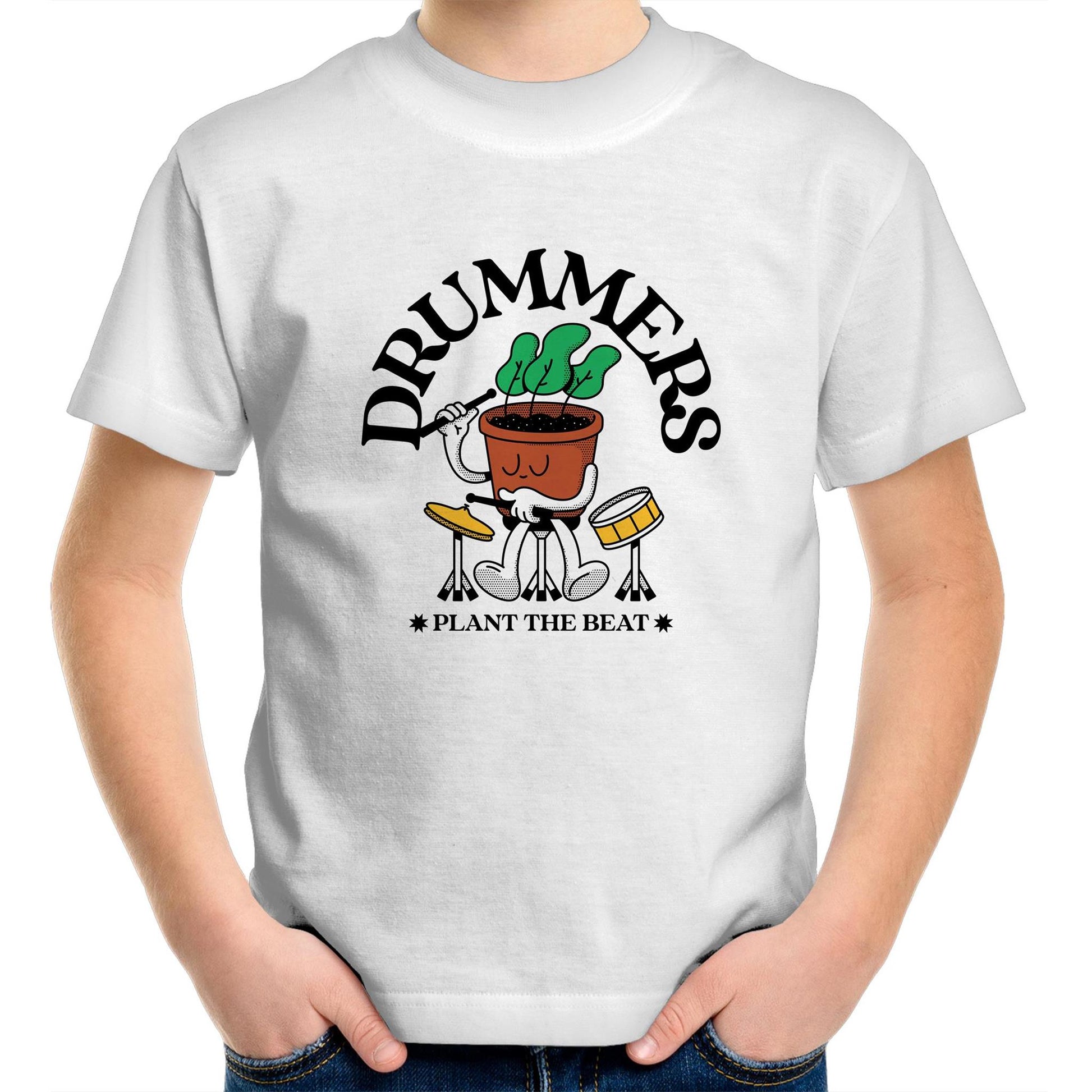 Drummers - Kids Youth Crew T-Shirt White Kids Youth T-shirt Music Plants
