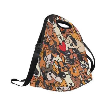 Dog Crowd 2 - Neoprene Lunch Bag/Large Neoprene Lunch Bag/Large animal Printed Offshore