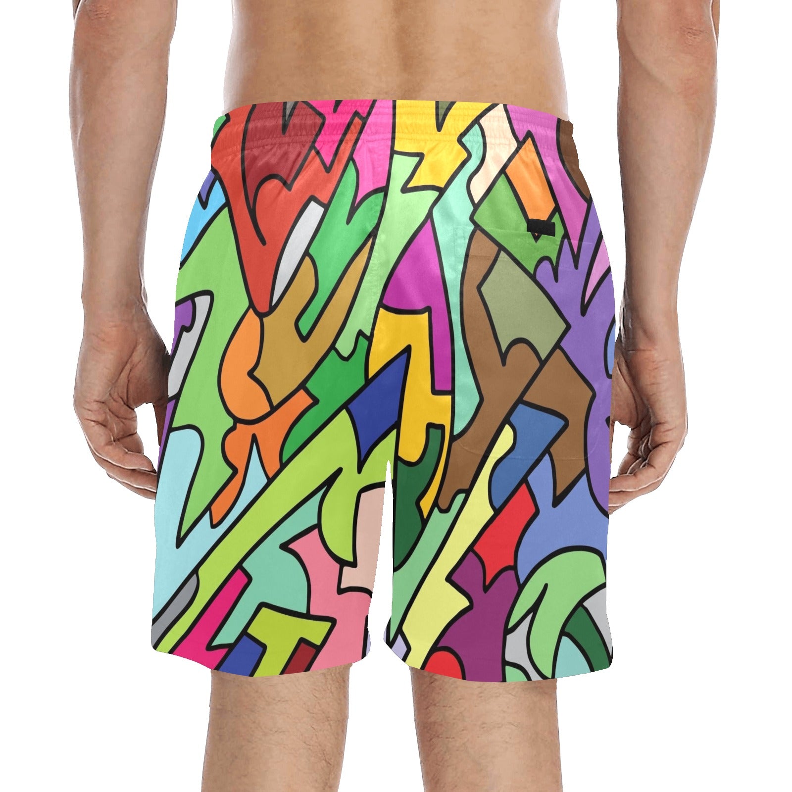 Bright Abstract - Men's Mid-Length Beach Shorts Men's Mid-Length Beach Shorts Funny Printed Offshore