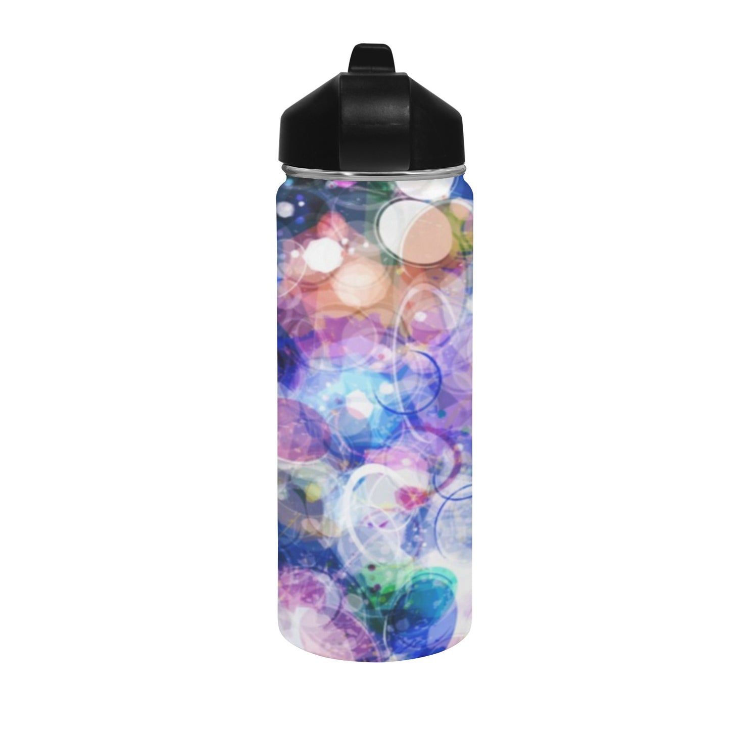 Watercolour Galaxy Insulated Water Bottle with Straw Lid (18 oz) Insulated Water Bottle with Straw Lid Printed Offshore