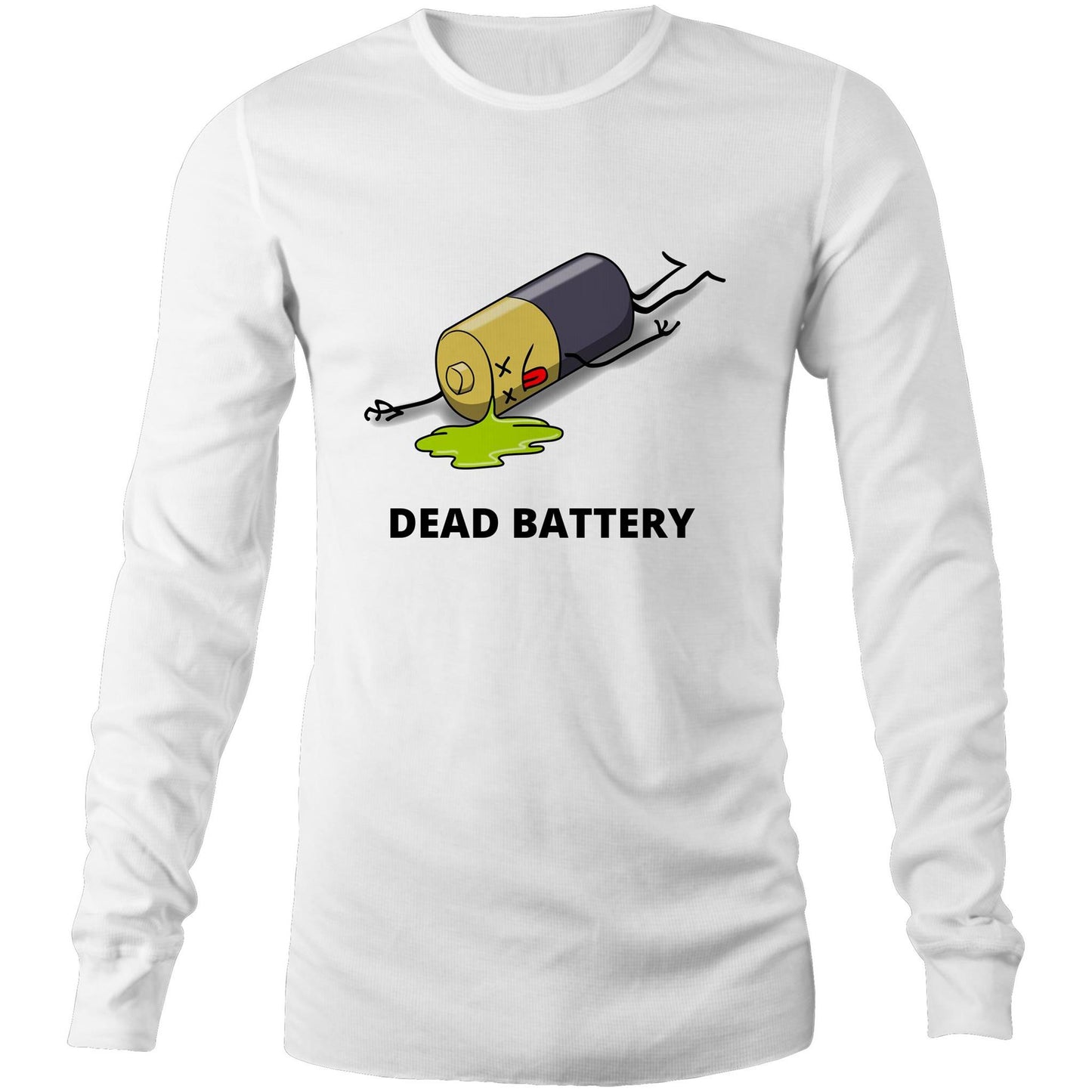 Dead Battery - Unisex Long Sleeve T-Shirt White Unisex Long Sleeve T-shirt Funny Mens Womens