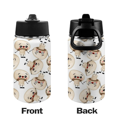 Cute Mushrooms - Kids Water Bottle with Straw Lid (12 oz) Kids Water Bottle with Straw Lid