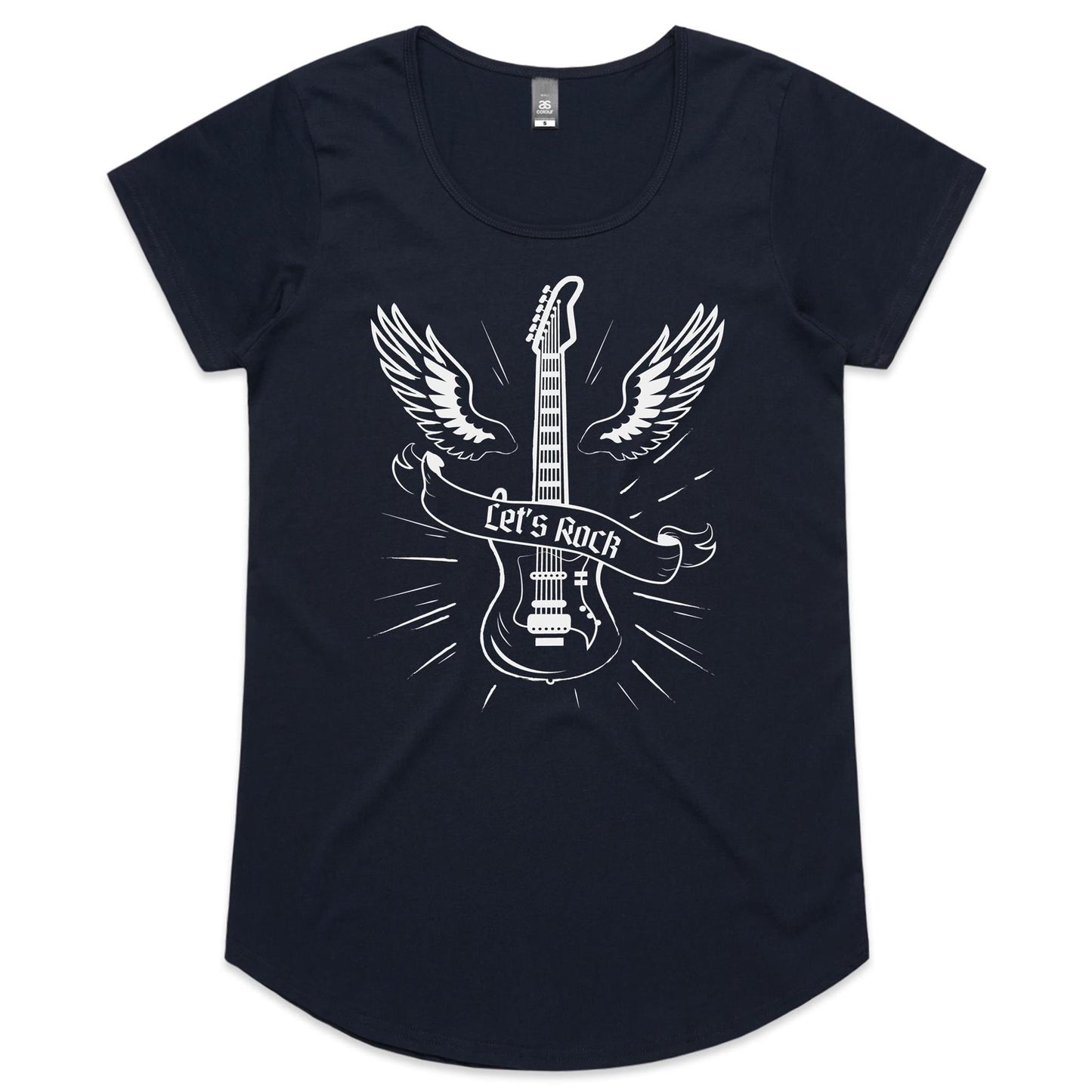 Let's Rock - Womens Scoop Neck T-Shirt Navy Womens Scoop Neck T-shirt Music