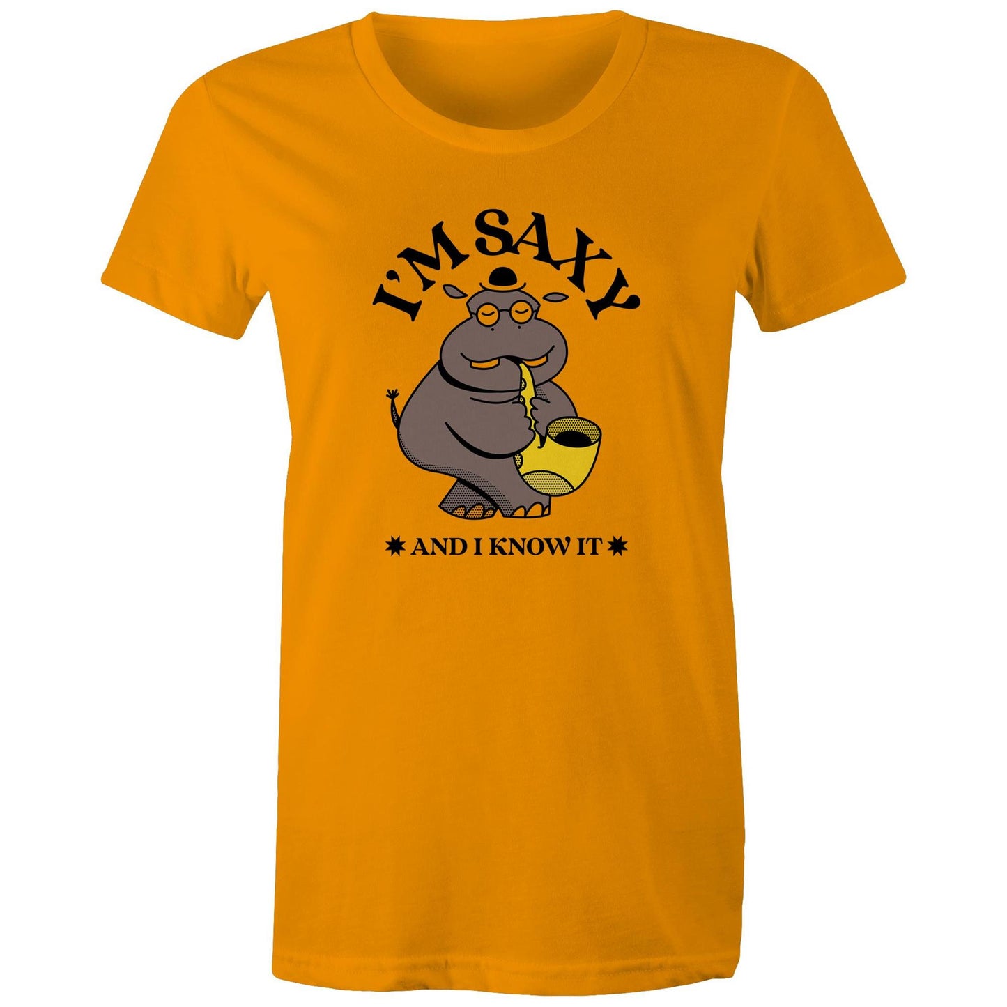 I'm Saxy And I Know It - Womens T-shirt Orange Womens T-shirt animal Music