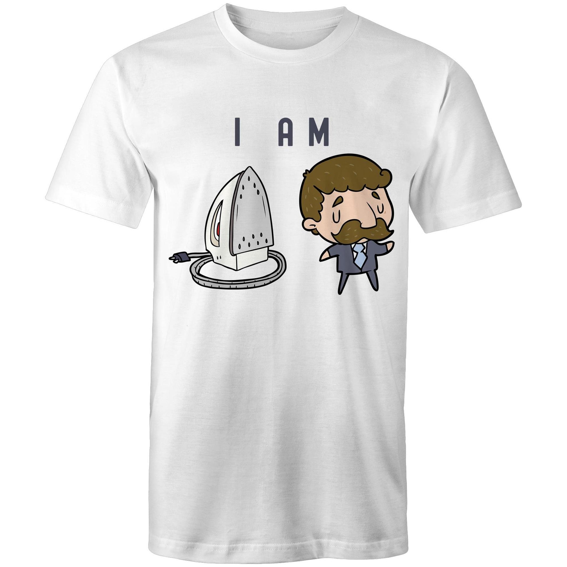 I Am Ironing Man Cartoon - Mens T-Shirt White Mens T-shirt comic Funny