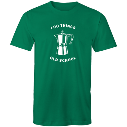 Old School - Mens T-Shirt Kelly Green Mens T-shirt Coffee Funny Mens