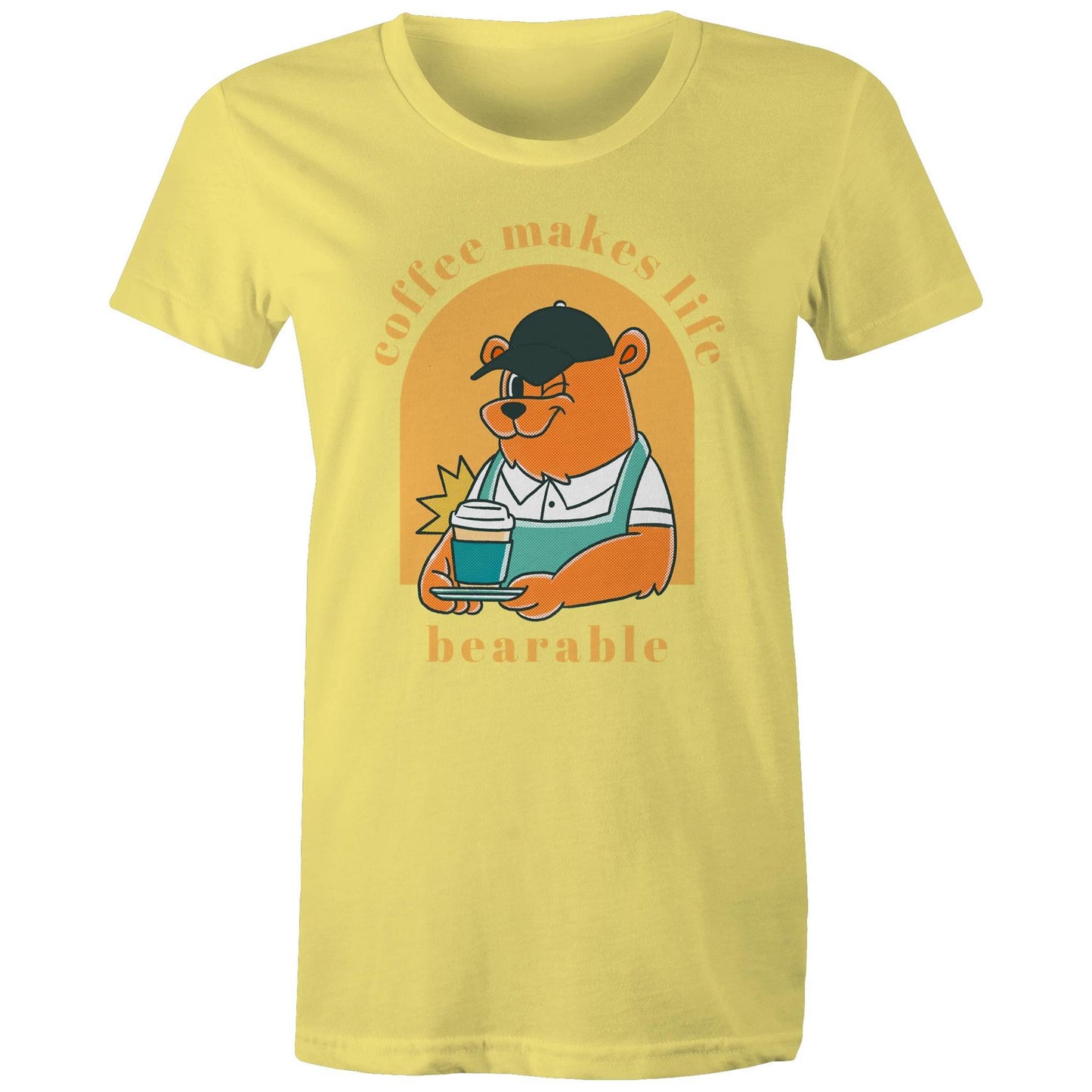 Coffee Makes Life Bearable - Womens T-shirt Yellow Womens T-shirt animal