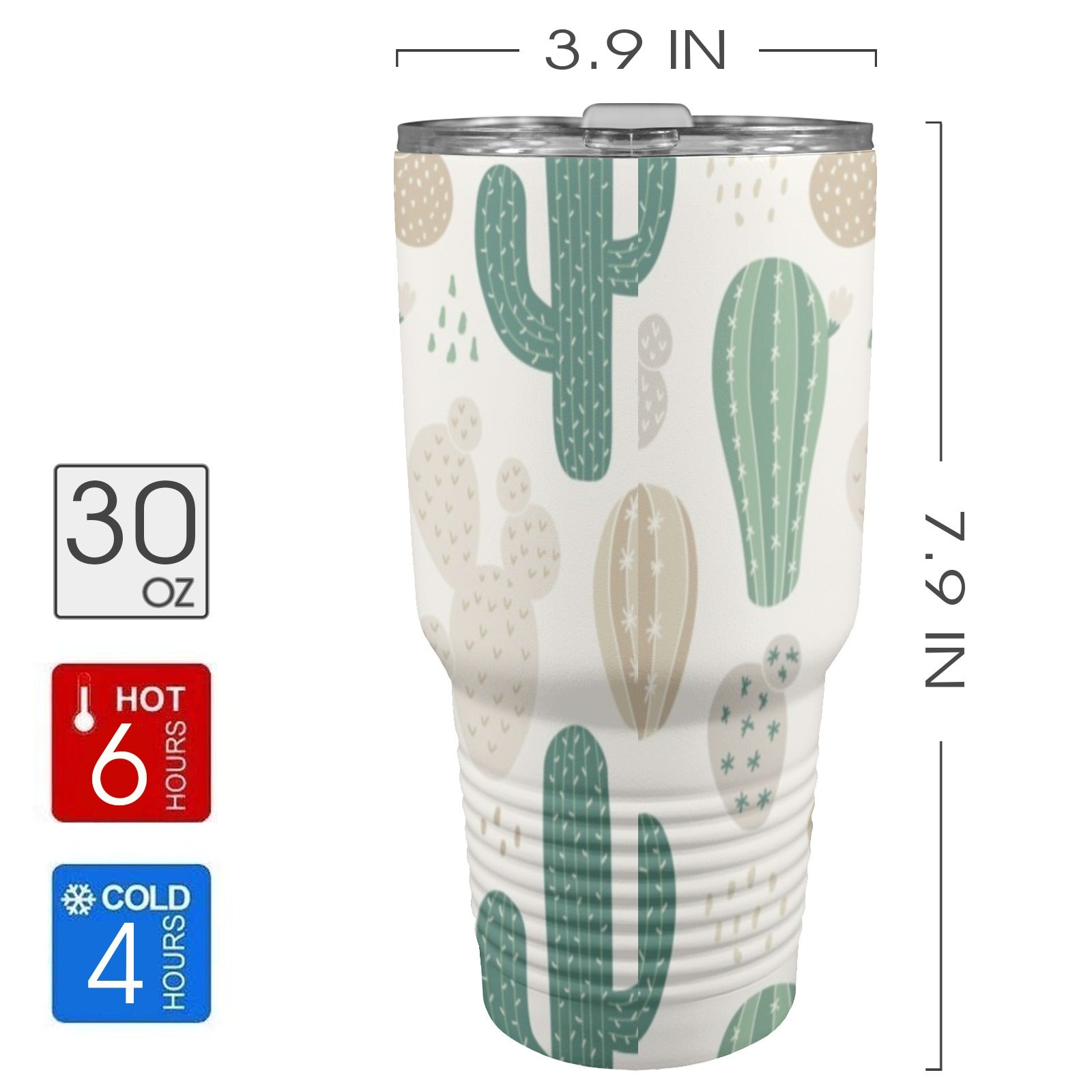 Cactus - 30oz Insulated Stainless Steel Mobile Tumbler 30oz Insulated Stainless Steel Mobile Tumbler Plants Printed Offshore