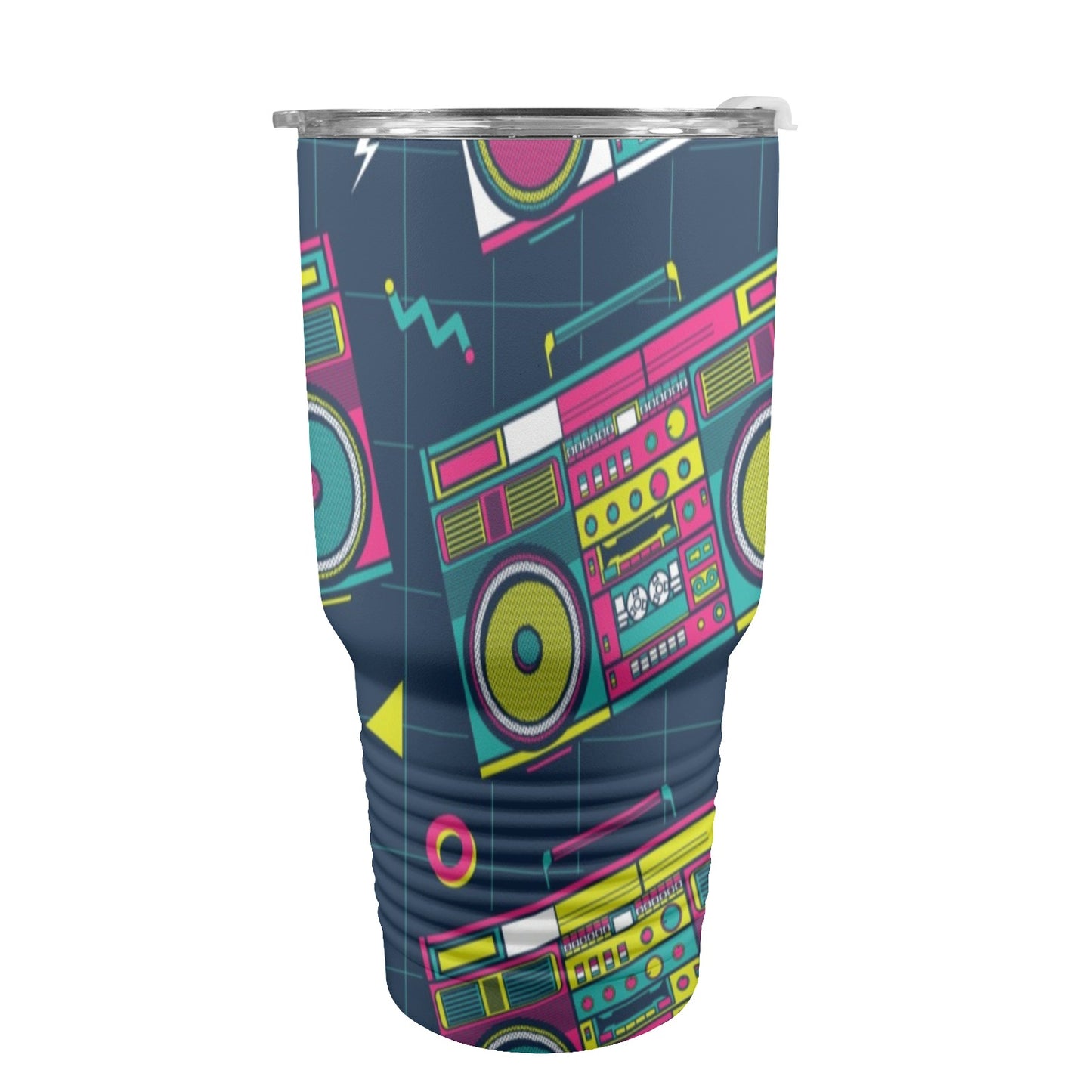 Boombox - 30oz Insulated Stainless Steel Mobile Tumbler 30oz Insulated Stainless Steel Mobile Tumbler Music Retro
