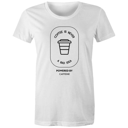 Powered By Caffeine - Women's T-shirt White Womens T-shirt Coffee Womens