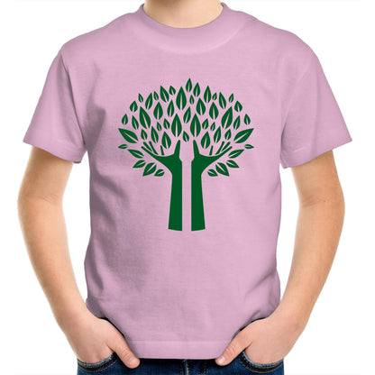 Green Tree - Kids Youth Crew T-Shirt Pink Kids Youth T-shirt Environment Plants