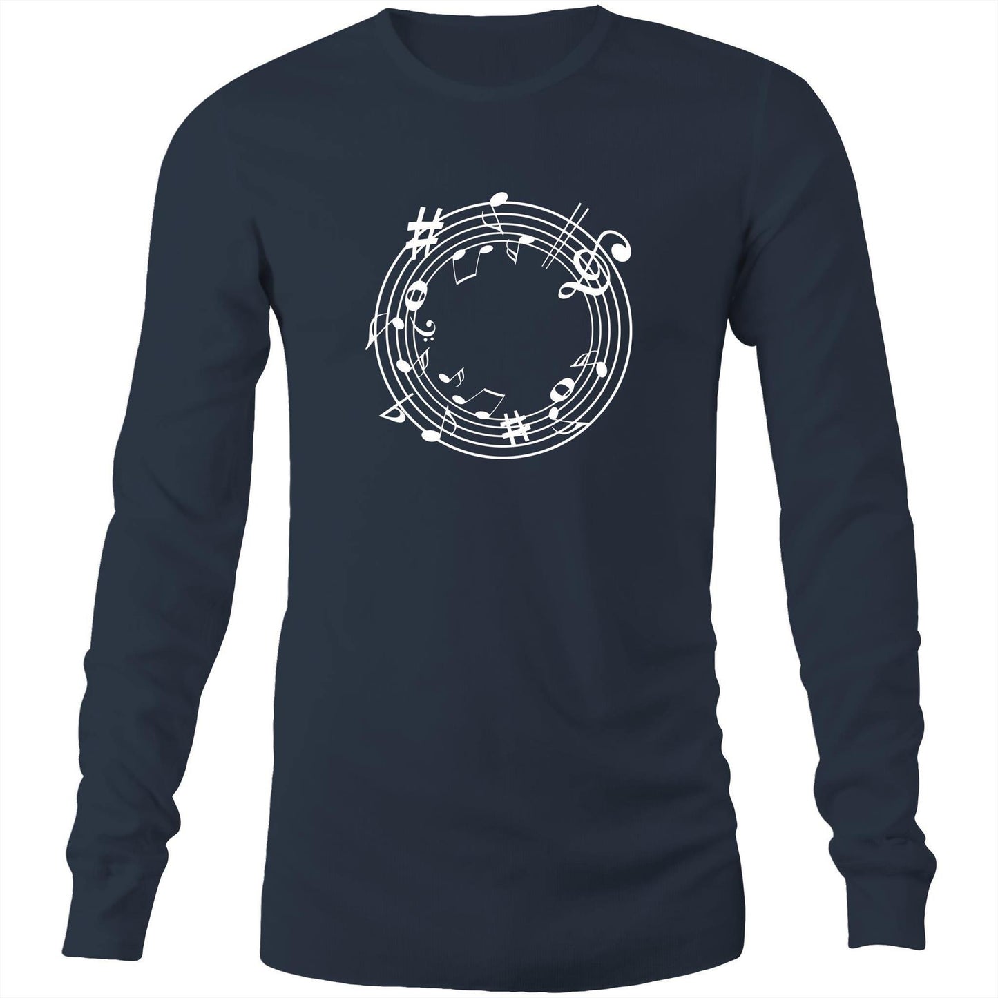Music Circle - Long Sleeve T-Shirt Navy Unisex Long Sleeve T-shirt Mens Music Womens
