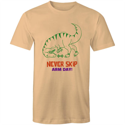 Never Skip Arm Day, Dinosaur - Short Sleeve T-shirt Tan Fitness T-shirt animal Fitness Funny Mens Womens