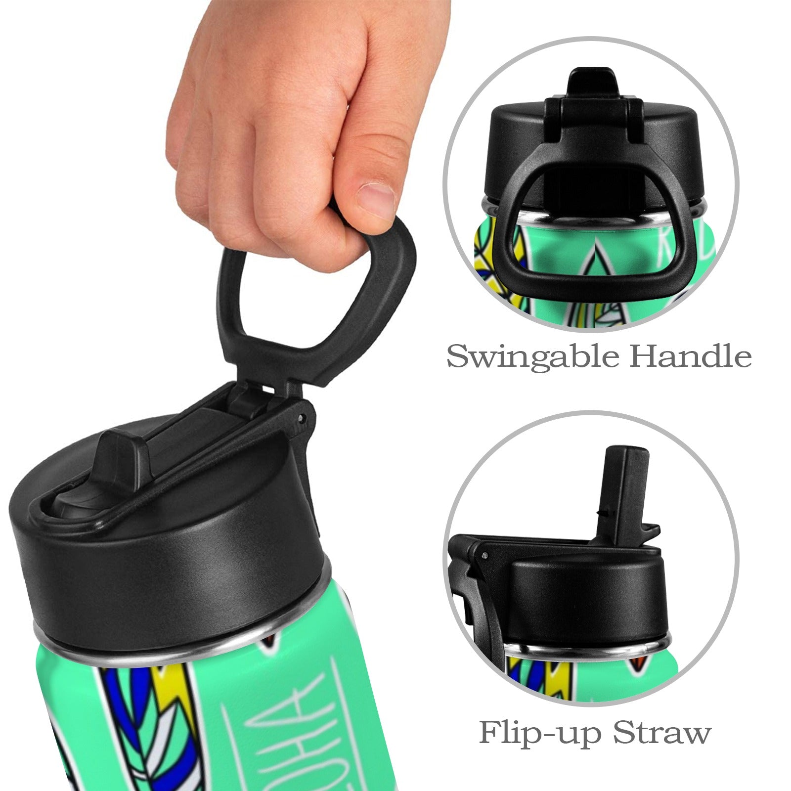 Surfboards - Kids Water Bottle with Straw Lid (12 oz) Kids Water Bottle with Straw Lid