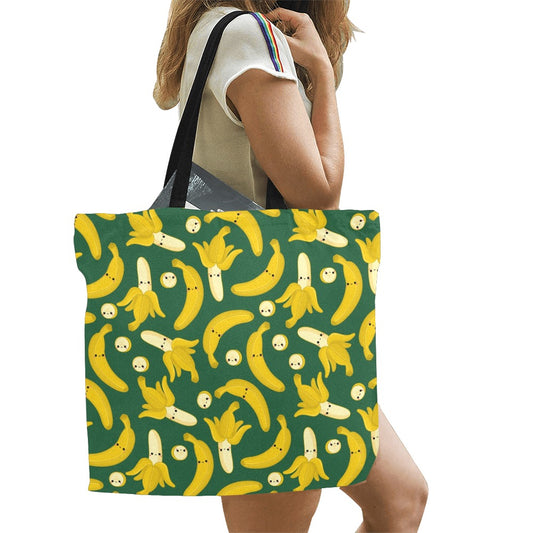 Happy Bananas - Full Print Canvas Tote Bag Full Print Canvas Tote Bag Printed Offshore