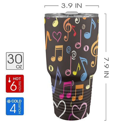 Musical Notes - 30oz Insulated Stainless Steel Mobile Tumbler 30oz Insulated Stainless Steel Mobile Tumbler Music