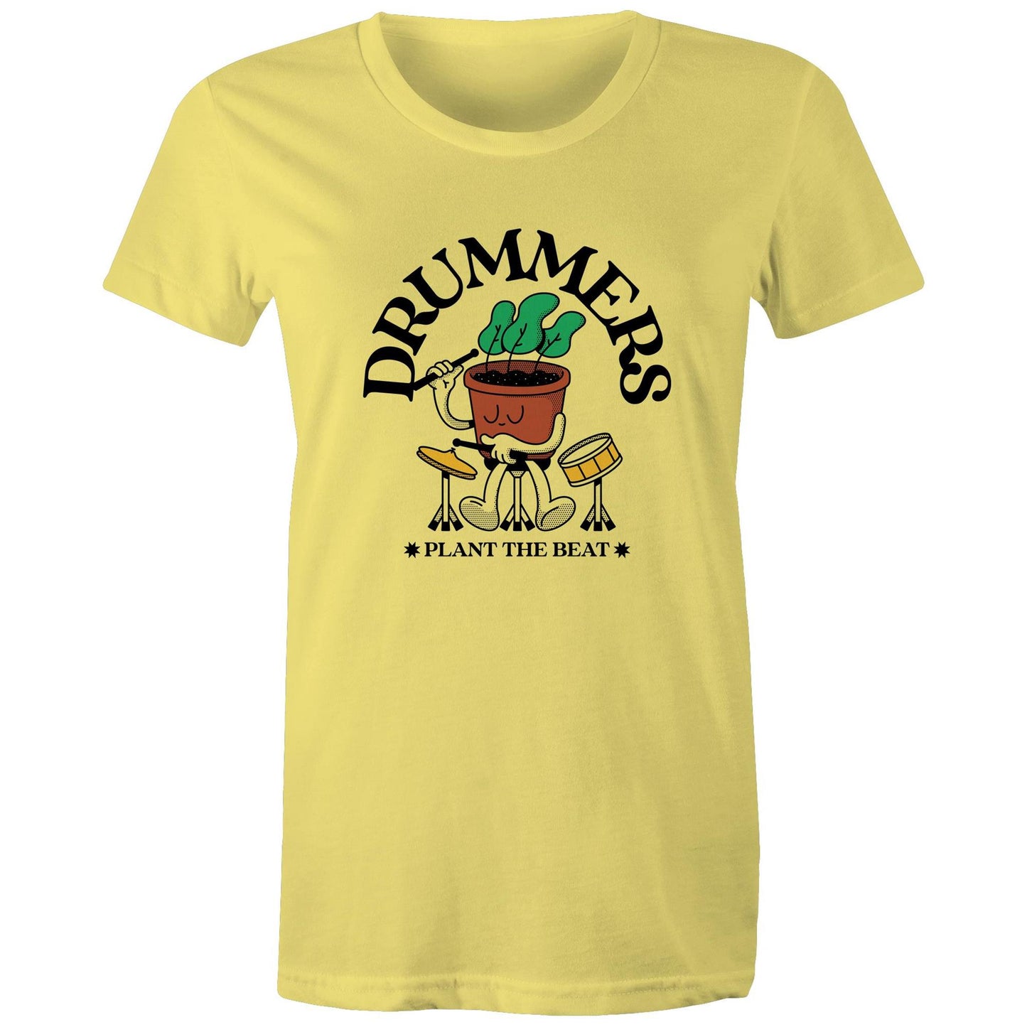 Drummers - Womens T-shirt Yellow Womens T-shirt Music Plants