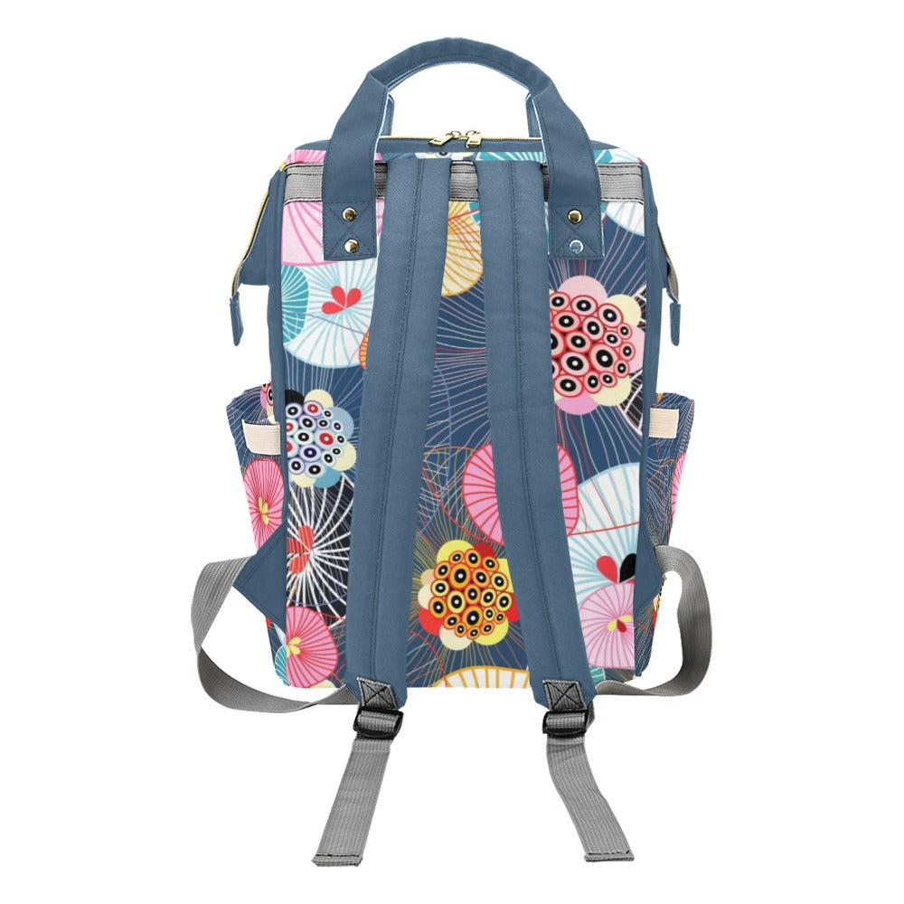 Abstract Floral - Multifunction Backpack Multifunction Backpack