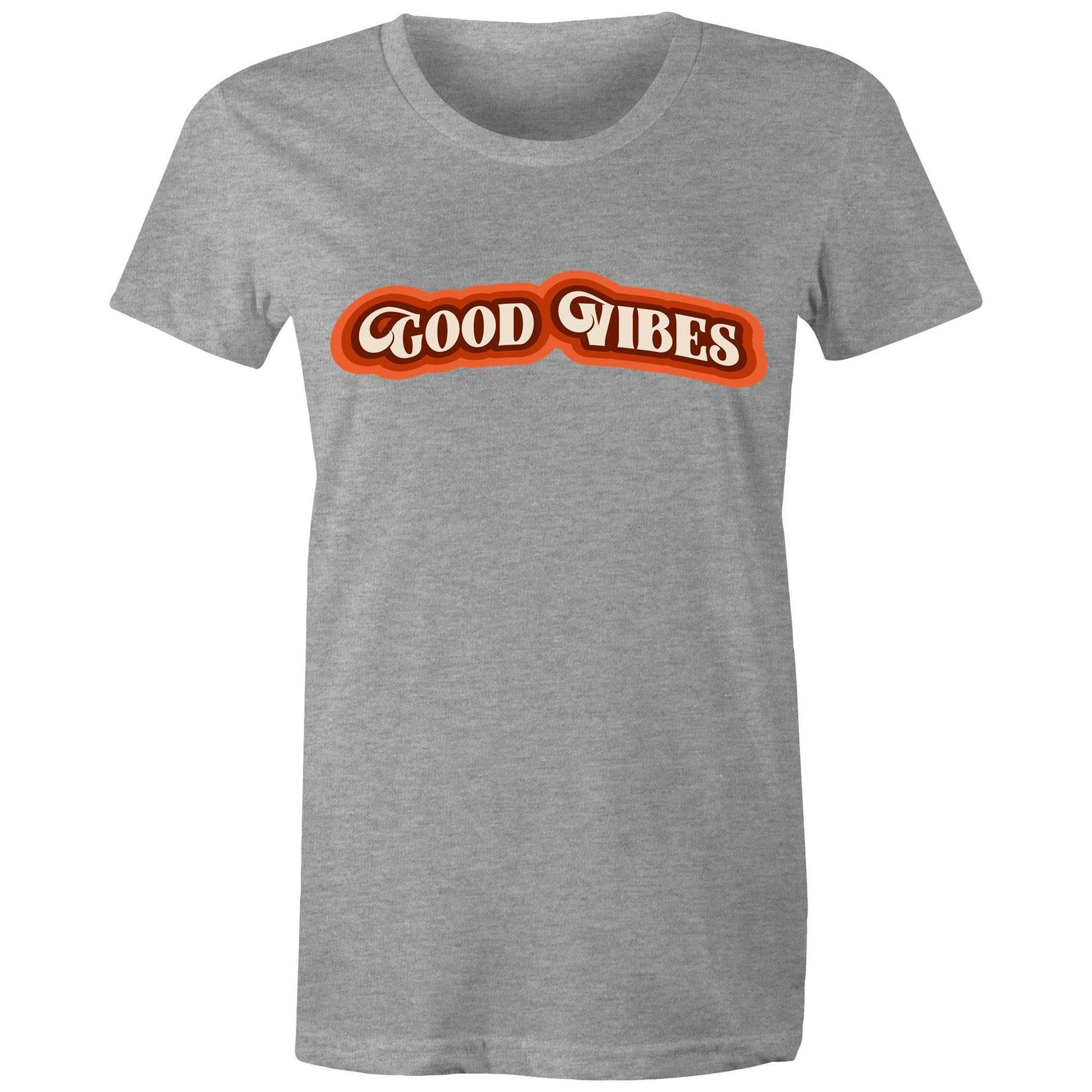 Good Vibes - Women's T-shirt Grey Marle Womens T-shirt Retro Womens