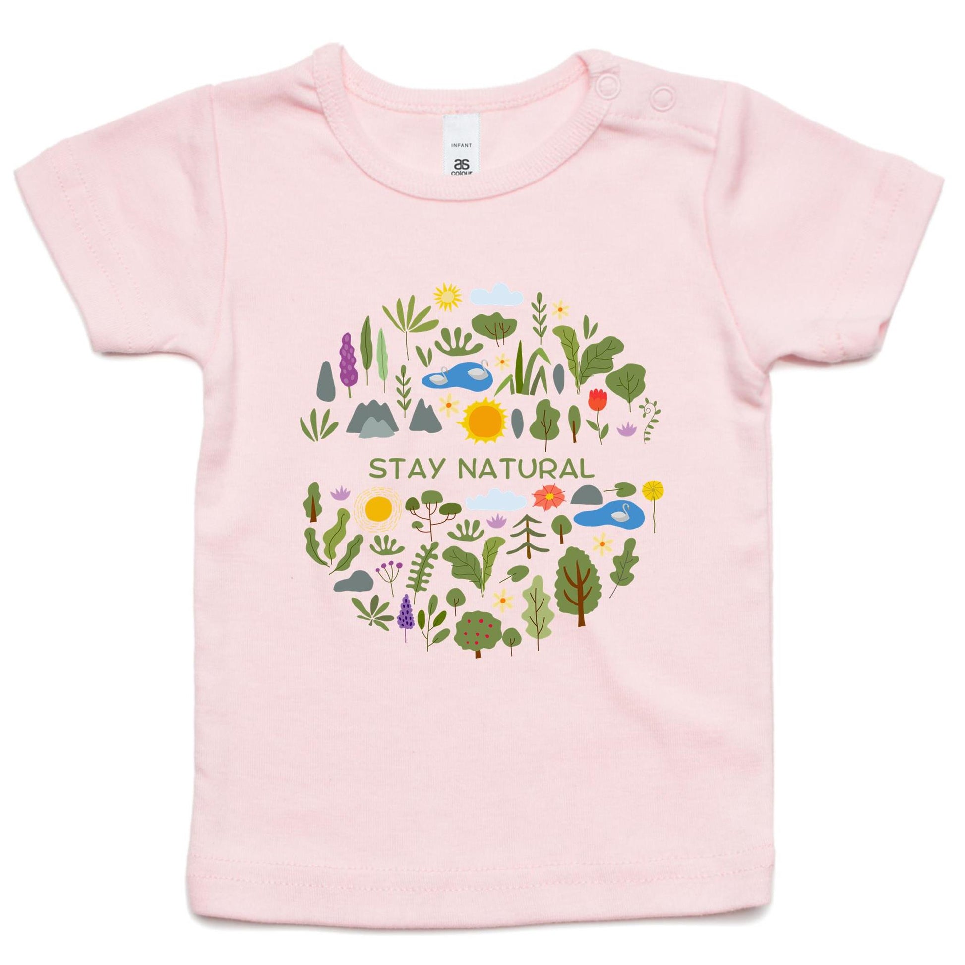Stay Natural - Baby T-shirt Pink Baby T-shirt Environment Plants