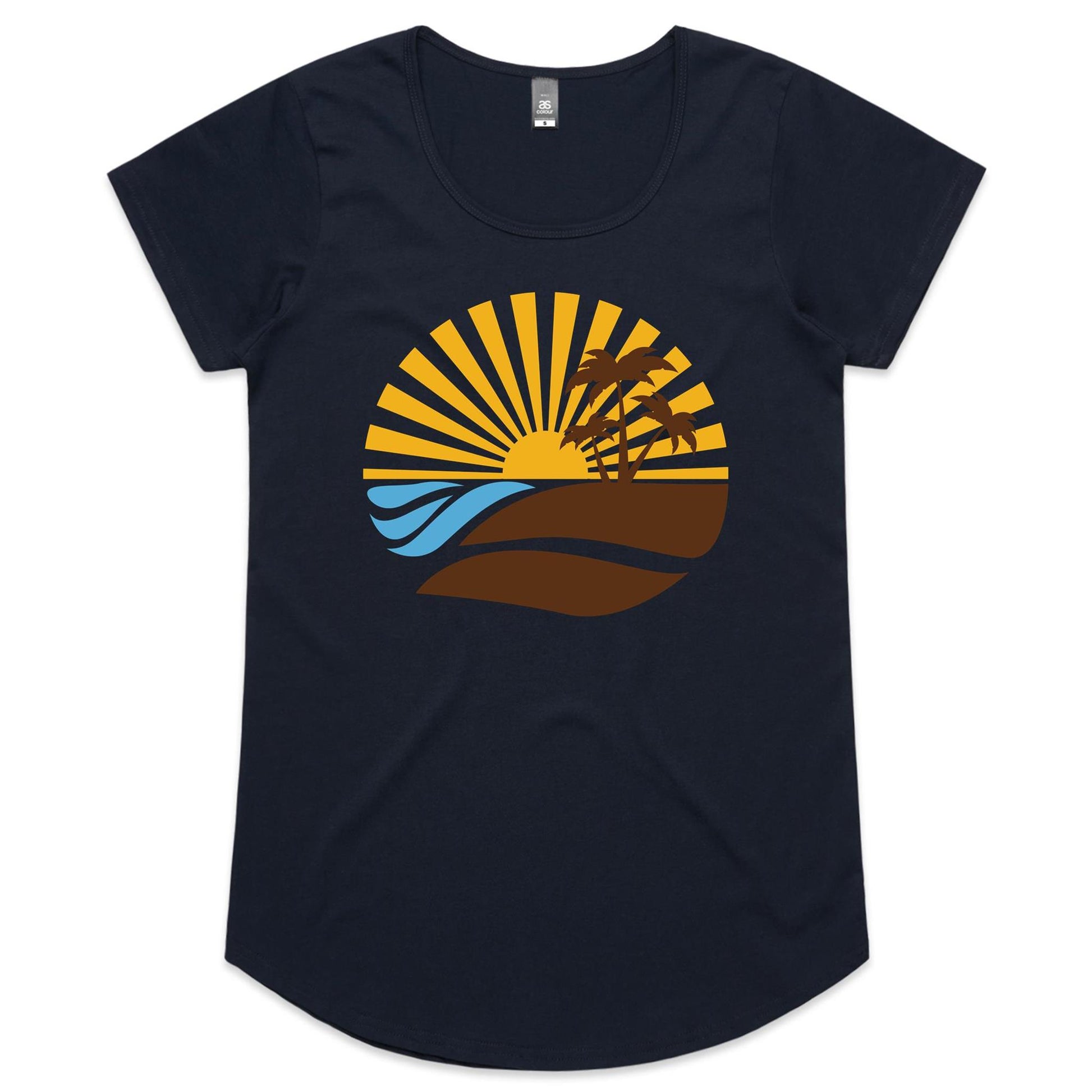Vintage Surf - Womens Scoop Neck T-Shirt Navy Womens Scoop Neck T-shirt Retro Summer Womens