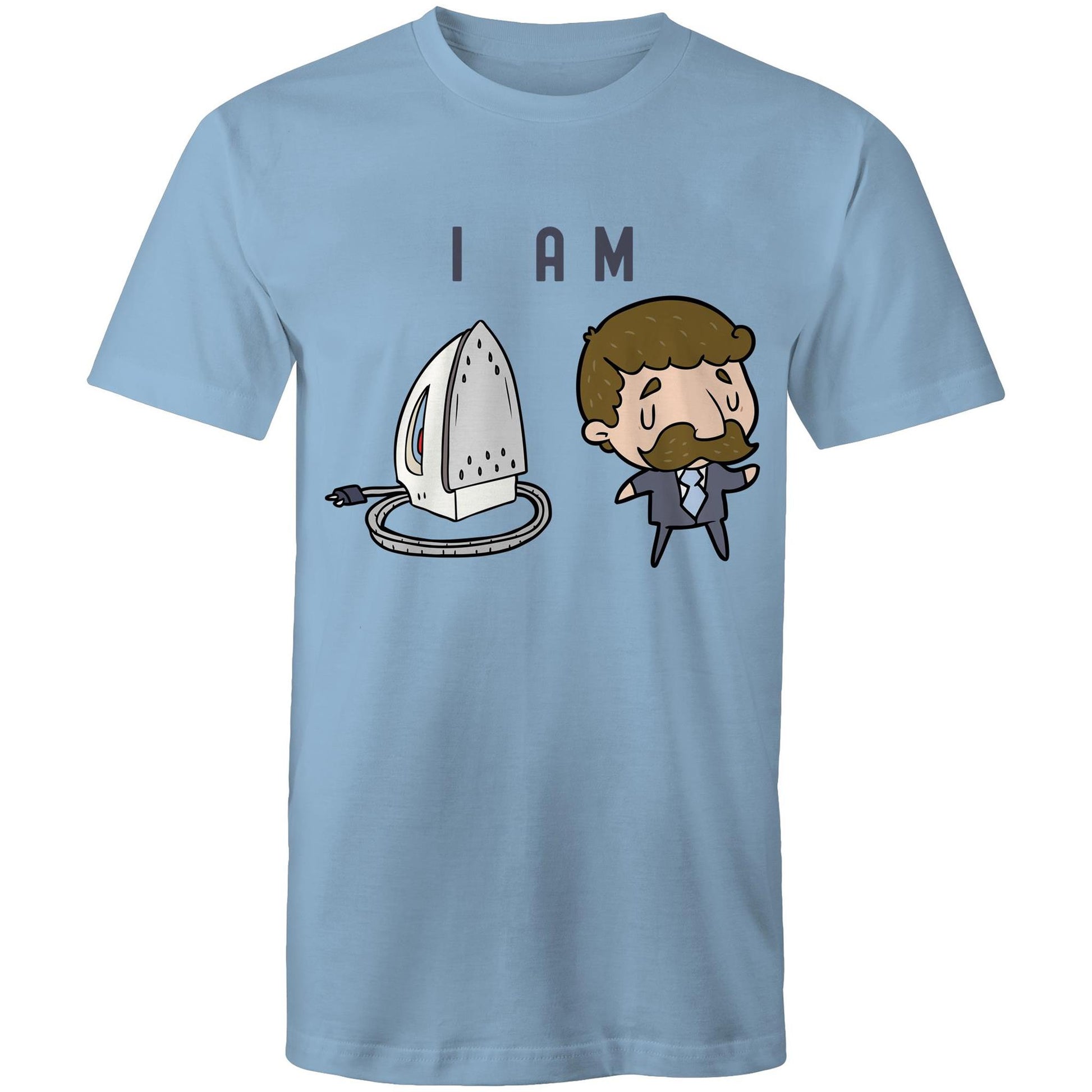 I Am Ironing Man Cartoon - Mens T-Shirt Carolina Blue Mens T-shirt comic Funny