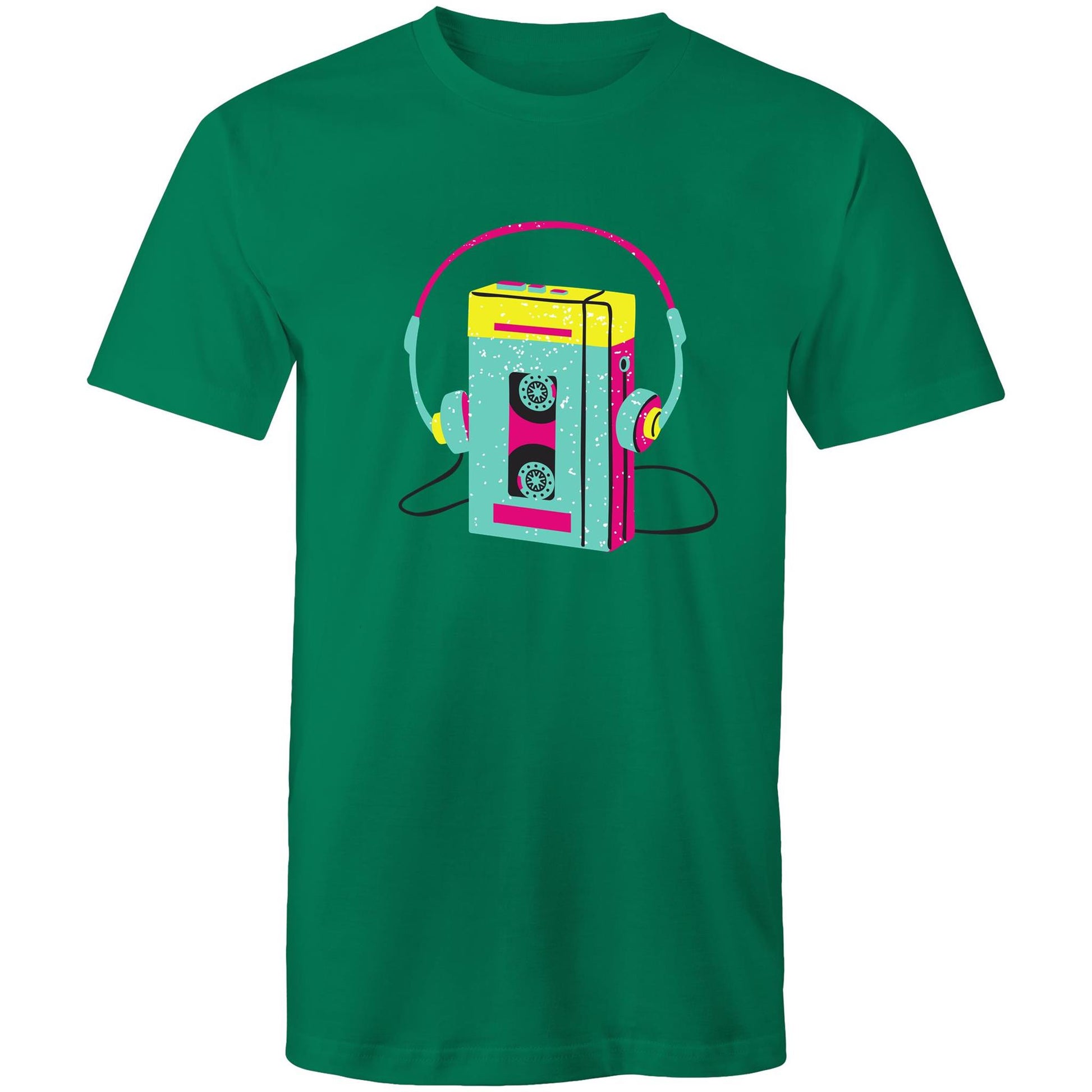 Wired For Sound, Music Player - Mens T-Shirt Kelly Green Mens T-shirt Mens Music Retro
