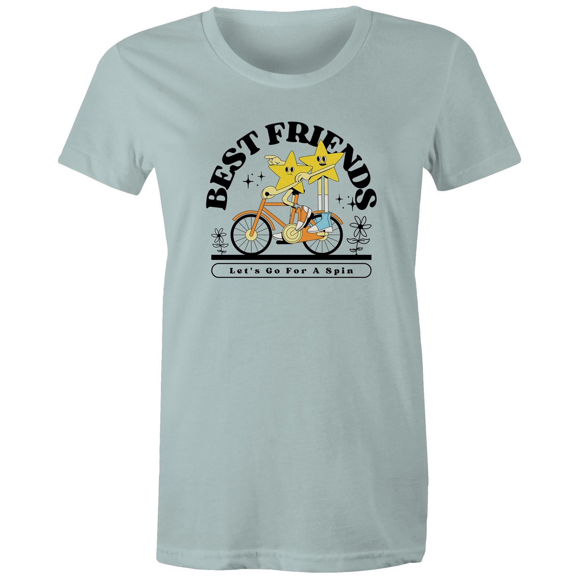 Best Friends - Womens T-shirt Pale Blue Womens T-shirt Retro