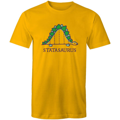 Statasaurus - Mens T-Shirt Gold Mens T-shirt animal Maths Science