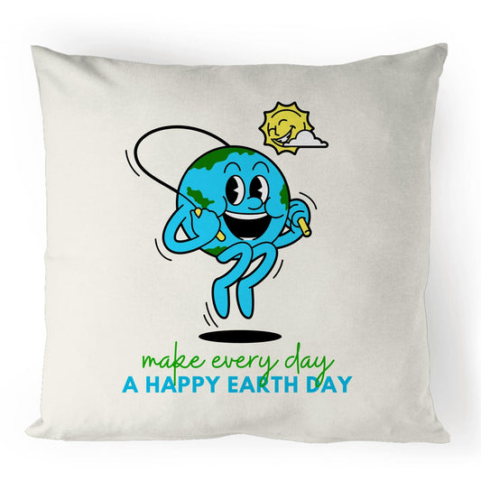 Make Every Day A Happy Earth Day - 100% Linen Cushion Cover Default Title Linen Cushion Cover Environment